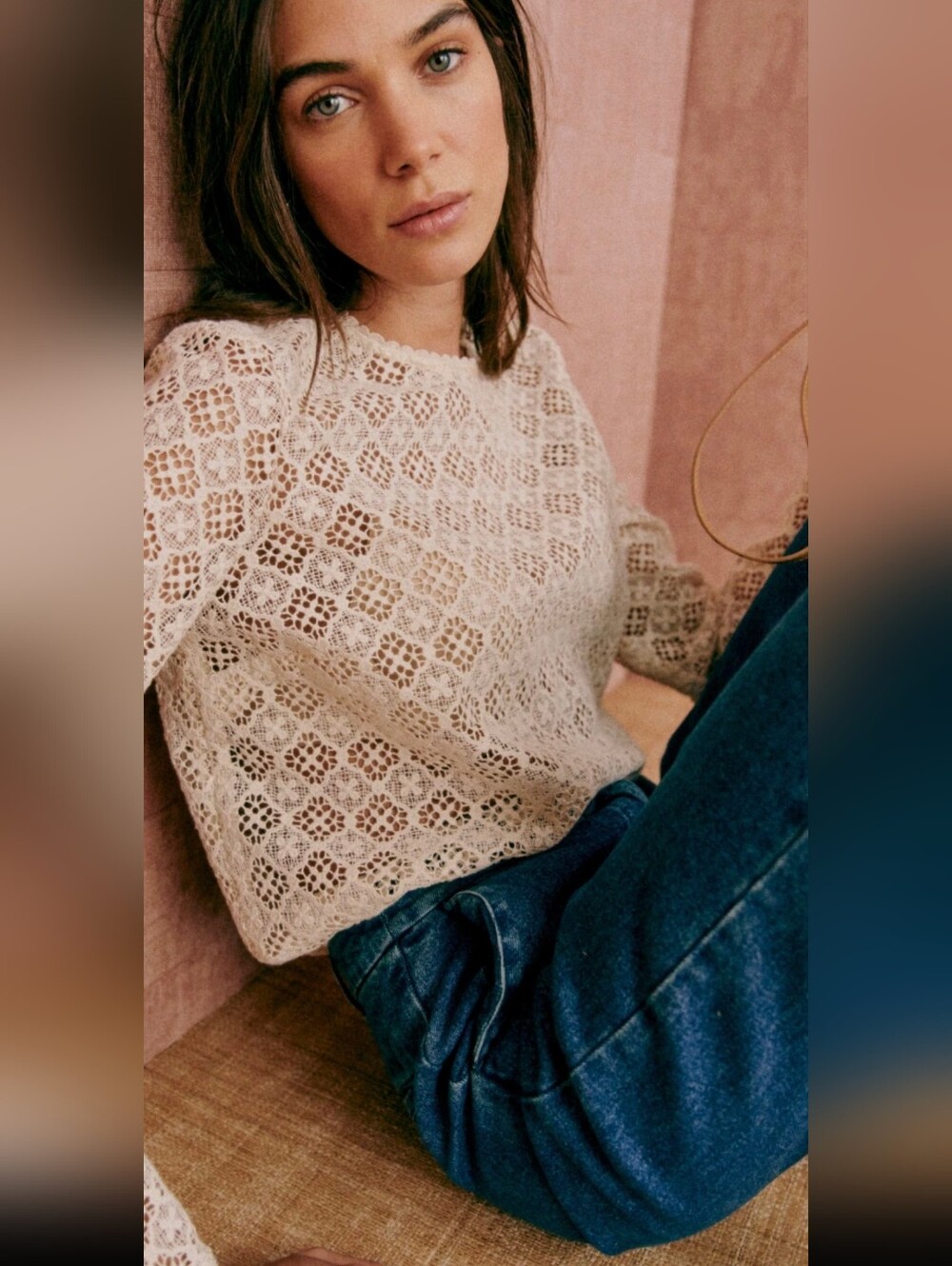 Sezane Lova Guipure Blouse